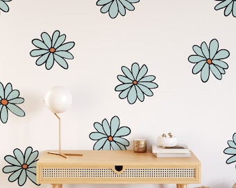 Large Daisy Wall Decals - Playroom Nursery Decor Wall Art, Removable Peel & Stick Flower Wall Stickers, Set of 12, great for dorms  - WB050