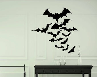 Vampire Bats Halloween Wall Decals - Matte Black - Halloween Wall Decals - Coordinates with our Harvest Moon Collection - WB908