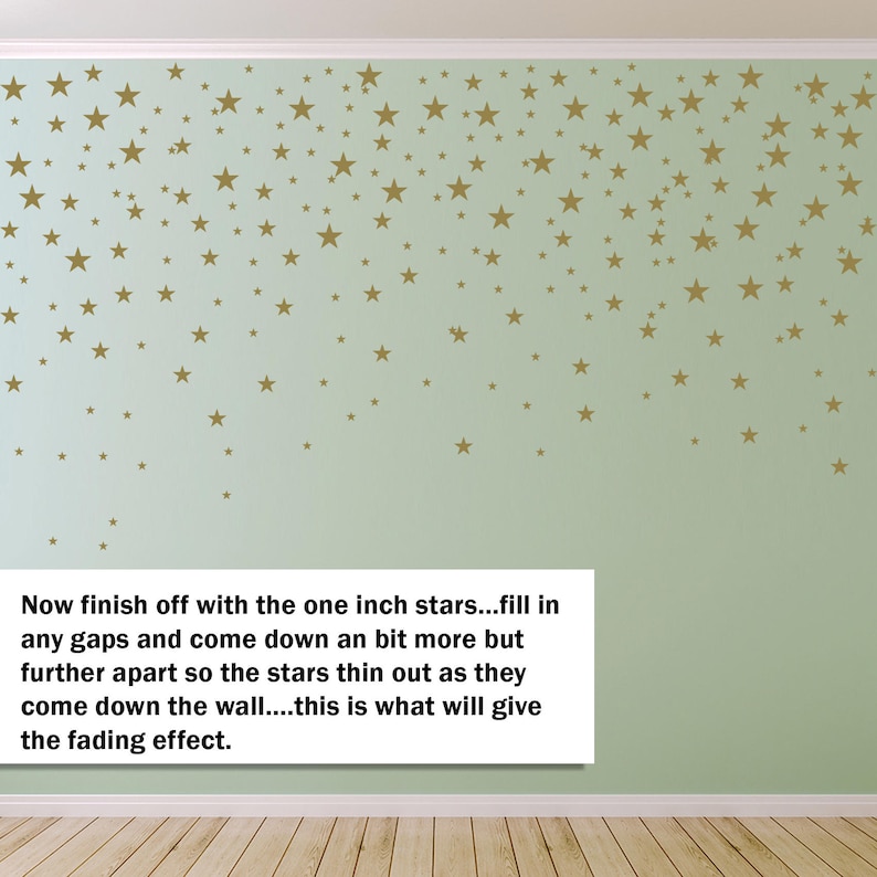 Gold Stars Wall Decals Set for Nursery Decor, Easy Peel and Stick Application, removable, matte metallic finish looks like paint WBSTRm image 7