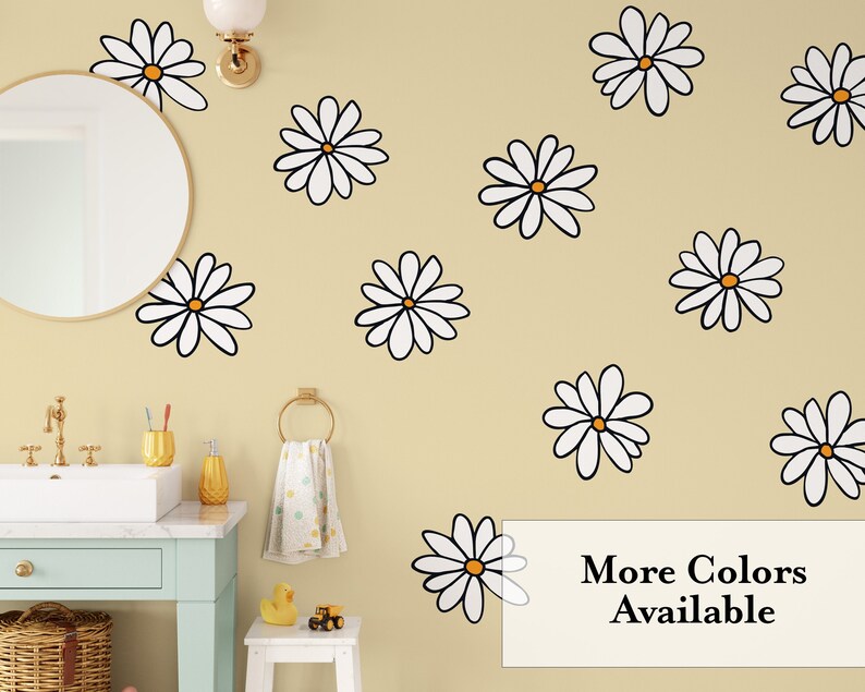 Large Daisy Wall Decals Playroom Nursery Decor Wall Art Etsy