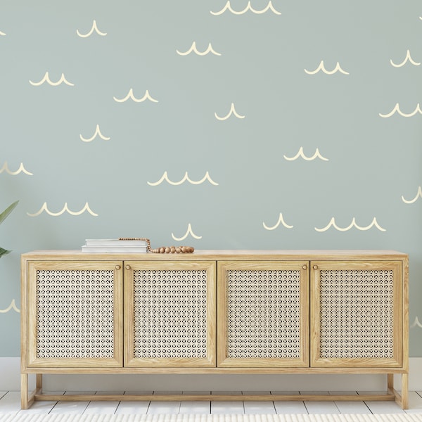 Ocean Wave Wall Decals - Removable Wall Decor, Beach Nursery Decals, Nautical Nursery Decor, Costal Cottage Kids Room Wall Stickers - WB069