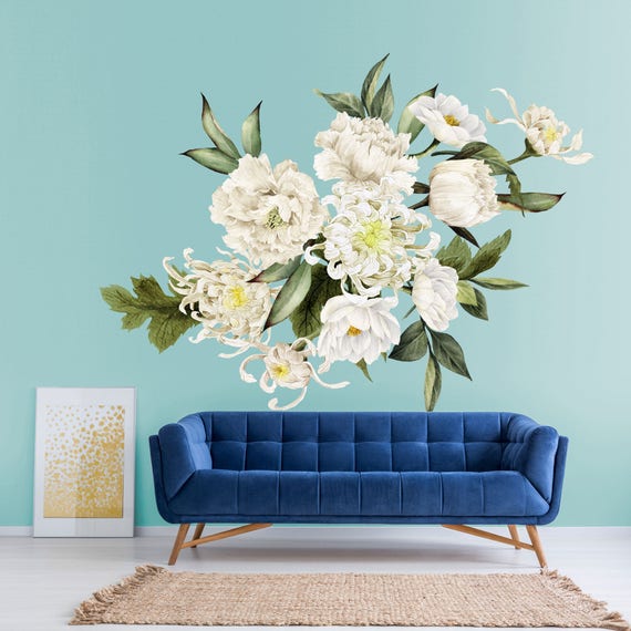 Large Floral Wallpaper Mural Removable Wallpaper Floral | Etsy