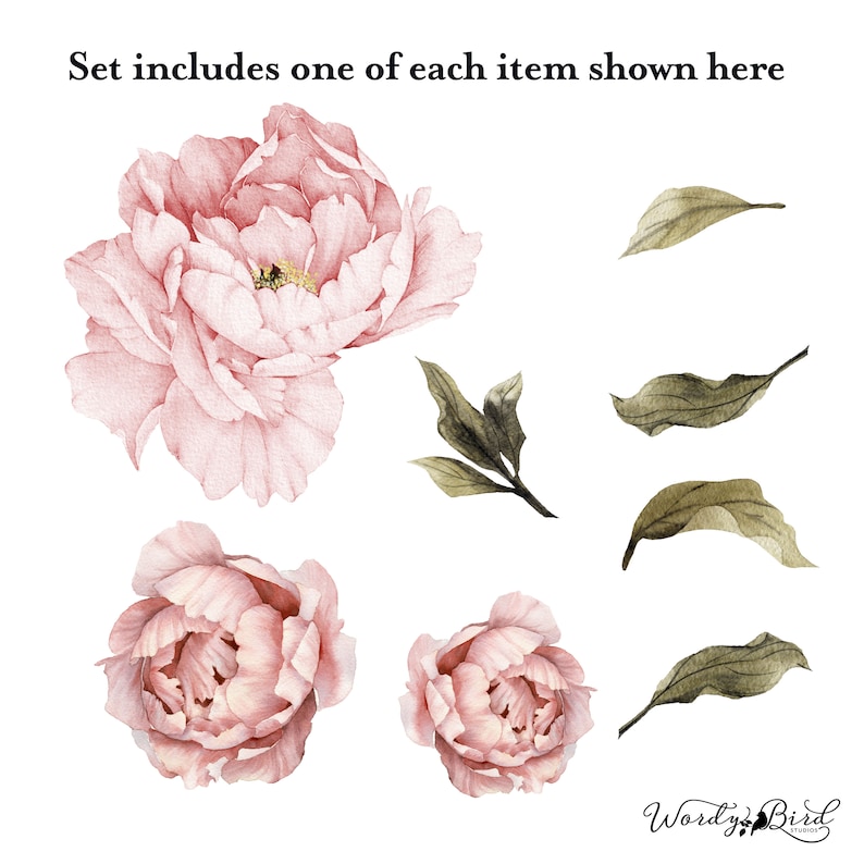 Pink Peony Wall Decal Floral Wall Decals Removable Peel Etsy Canada