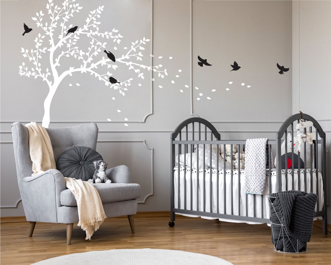 Large Tree Wall Decal for Nursery With Birds, Great Woodland Design for ...