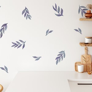 Leaf Wall Decals, Boho Nursery Decor Floral Wall Stickers, Great for Dorms, Classroom or Rentals, removable fabric wallpaper material WB012 image 2