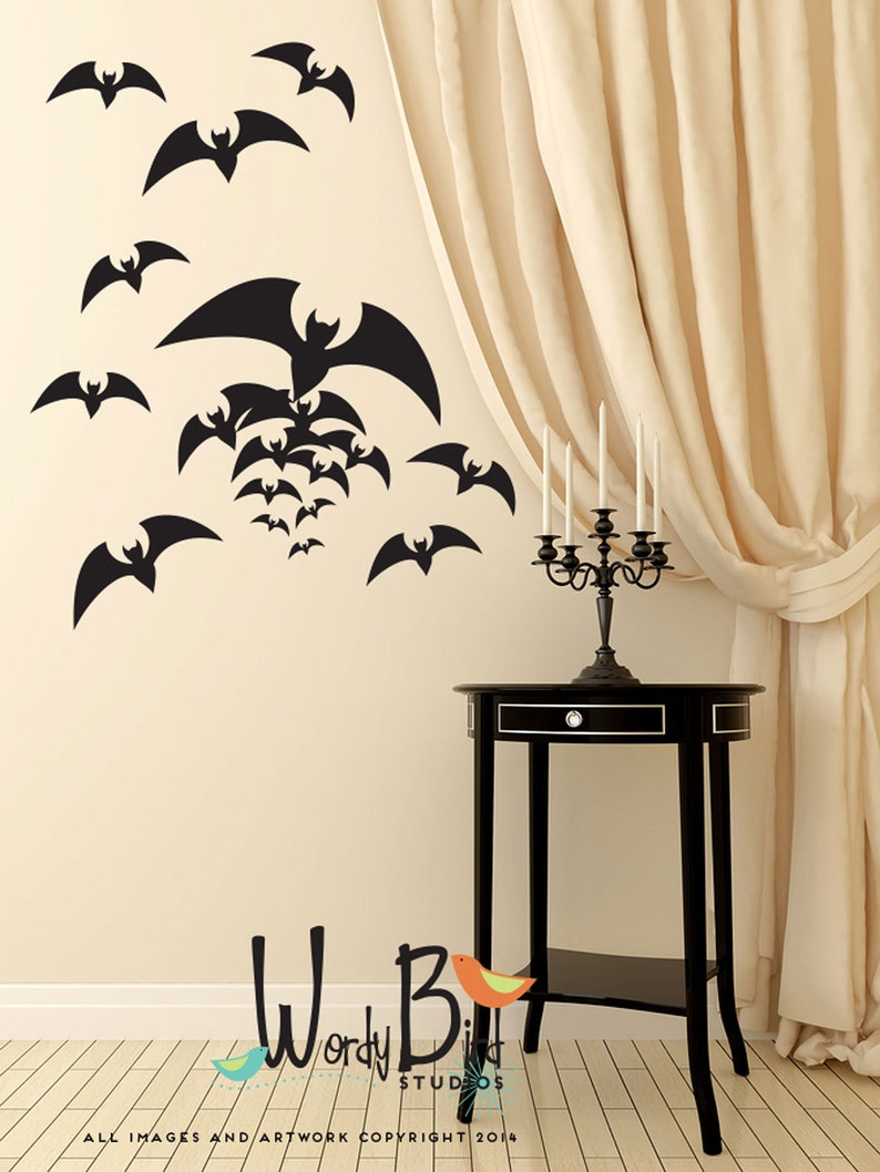 Halloween wall decals flying bat wall stickers party decorations Halloween decor WB710 image 1