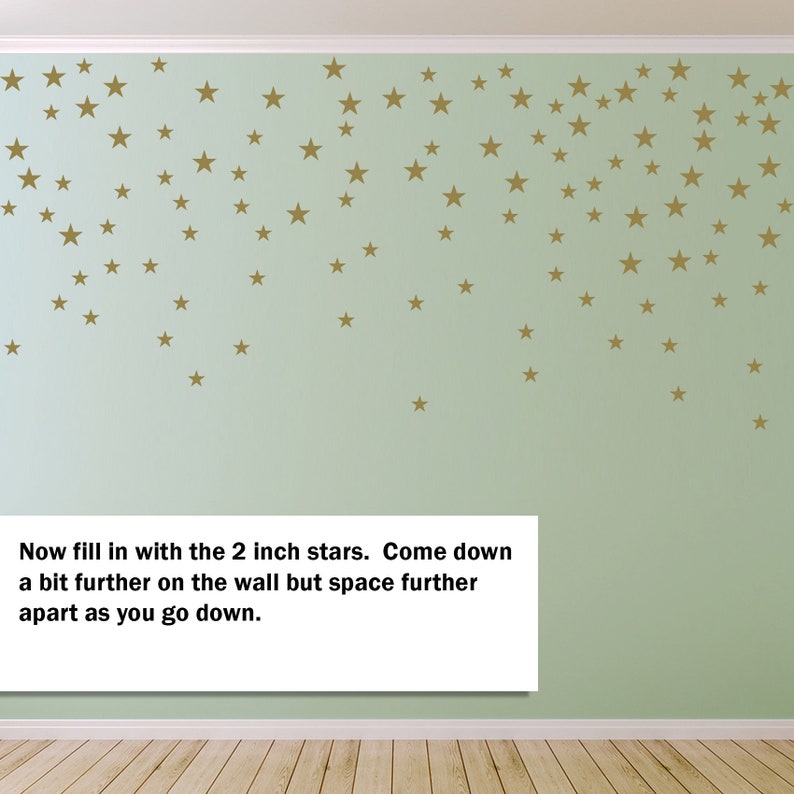Gold Stars Wall Decals Pack Peel and Stick Confetti Wall Decals Metallic Star Wall Decals WBSTRm image 4