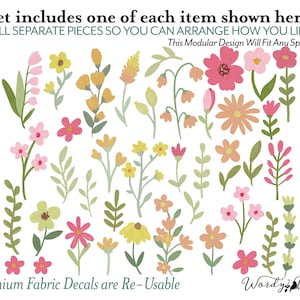 Wildflower Wall Decals Nursery Decor, Watercolor Floral Wall Art, Daisy Wall Decal, Reusable and Removable Flower Wall Stickers WB077B image 5