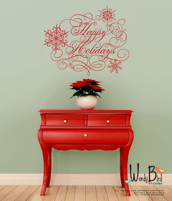 Happy Holidays wall decal sticker Christmas decor Etsy