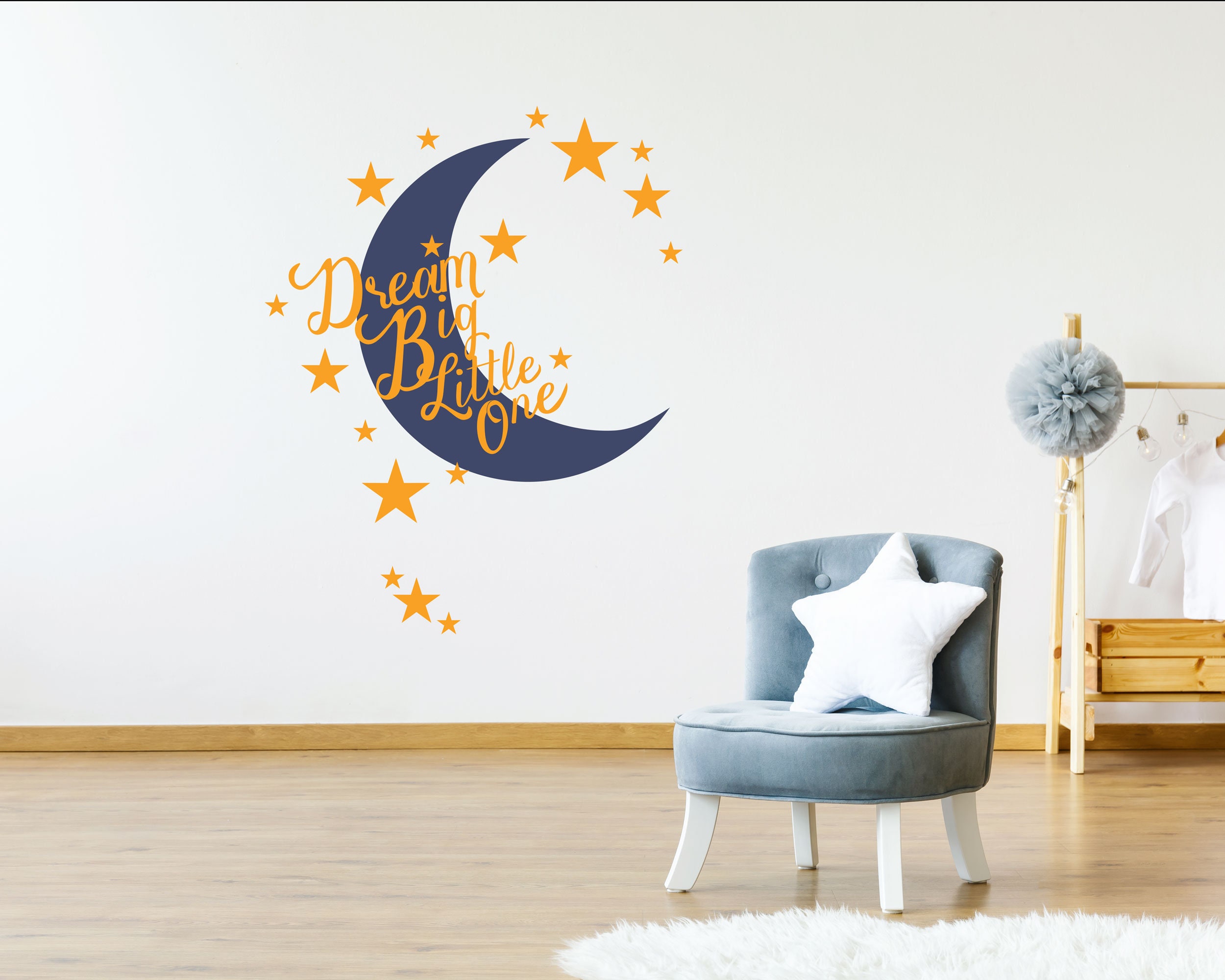 Stars and Moon Nursery Wall Decal Dream Big Little One Etsy Canada