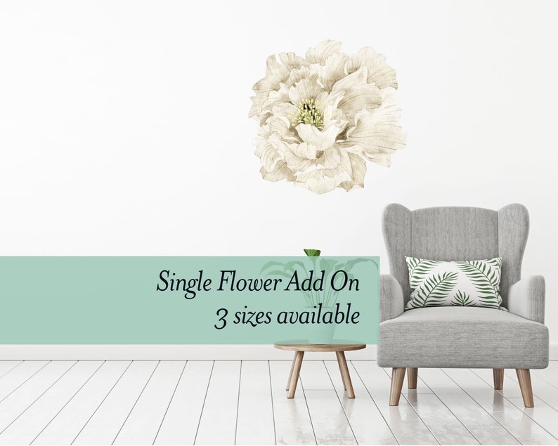 Single White Peony Wall Decal Flower. Made From Removeable Etsy