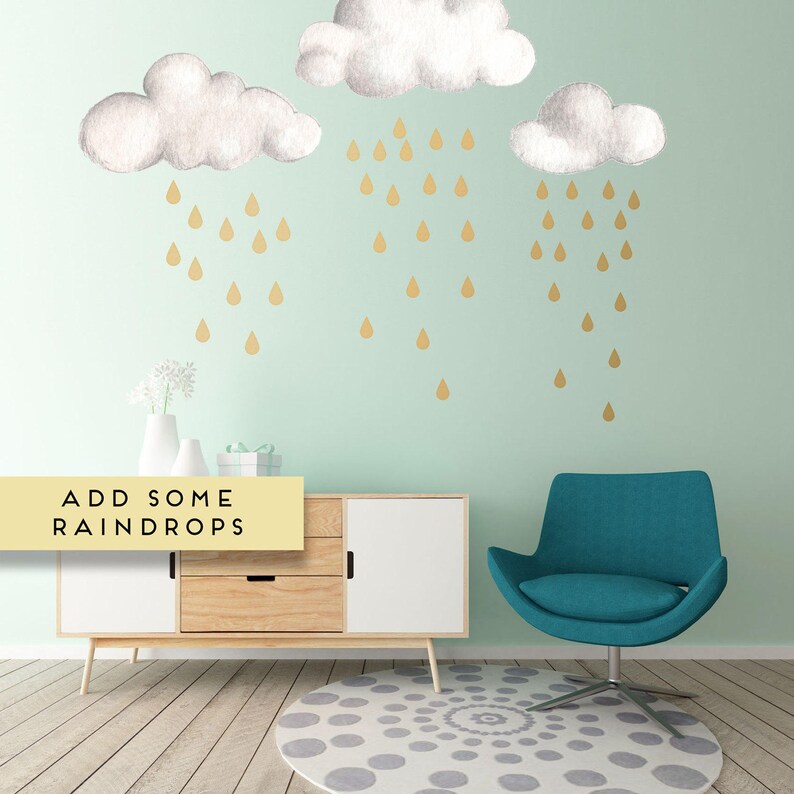 Cloud Wall Decals Nursery Peel and Stick Wall Stickers Set Etsy