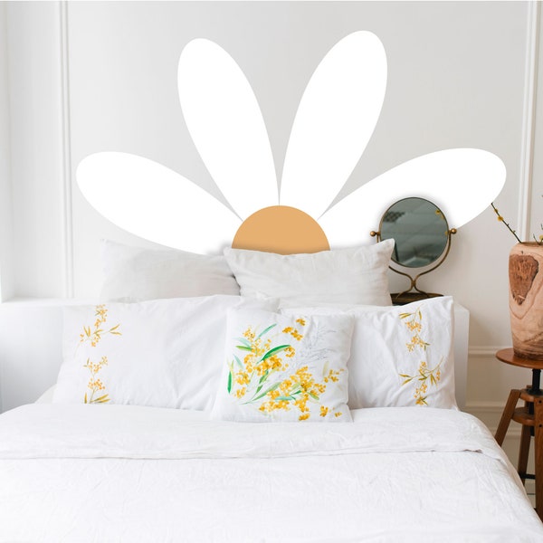 Large Daisy Headboard Wall Decals - Nursery Decor, Kids Room Wall Art, Removable Flower Wall Stickers, 4 sizes available decal kit  - WB051