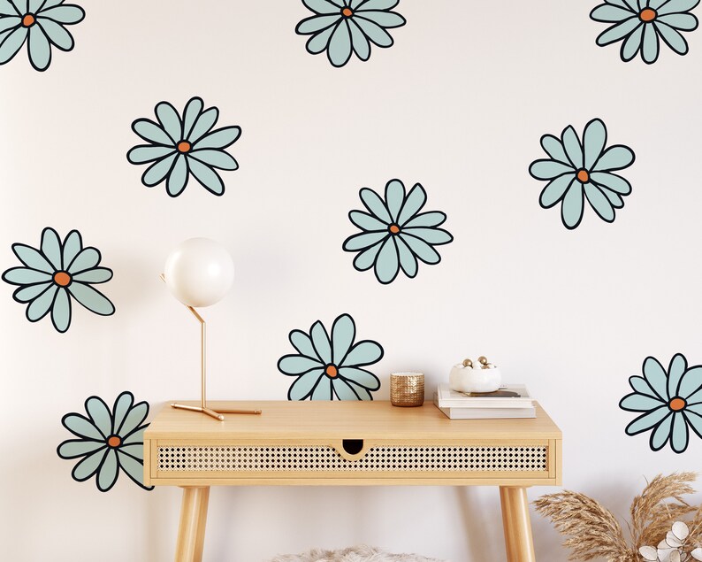 Large Daisy Wall Decals Playroom Nursery Decor Wall Art Etsy