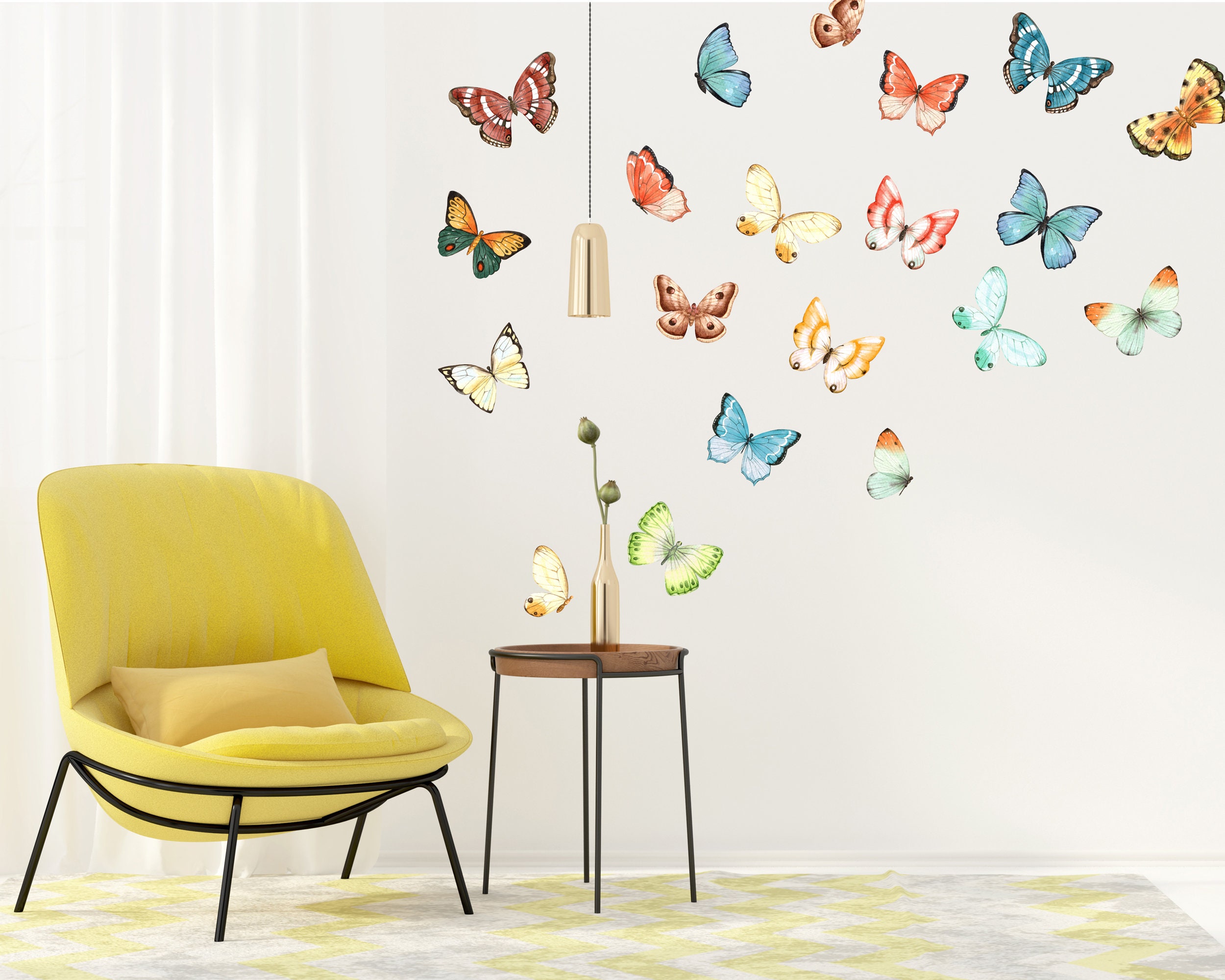 COKOYY Creative Blue Butterfly With 12 PCS 3D Butterfly Wall Decals, Butterfly With Art Words Wall Stickers, Removable DIY Art Decor Murals For