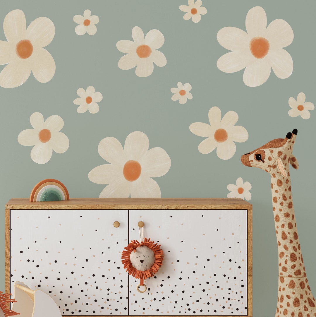 Daisy Wall Decals Nursery Decor, Kids Room Wall Art, Removable Flower ...
