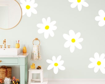 Big Daisy Wall Decals - Nursery Decor, Dorm or Kids Room Wall Art, Removable Flower Shapes Wall Stickers, Set of 10 wall art kit  - WB052