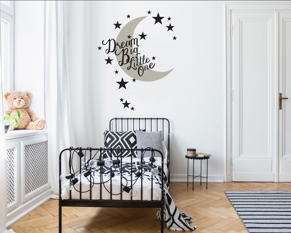 Stars and Moon Nursery Wall Decal Dream Big Little One Nursery
