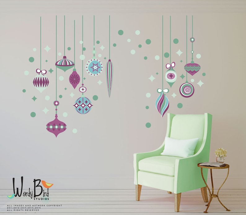Retro Ornaments Christmas Wall Decals Reusable and Removable Etsy