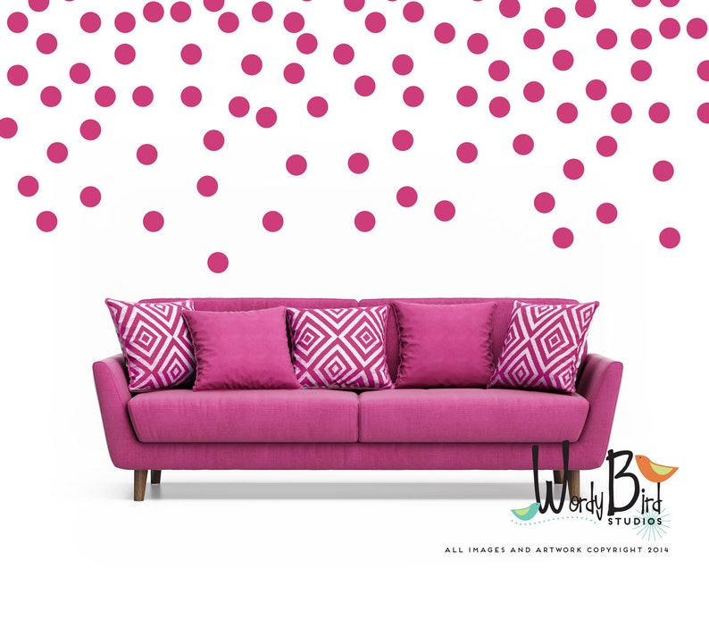 Easy Polka Dot Wall Decals Wall Decor Stickers, great for dorms or rentals, lots of colors Peel and Stick Confetti Dots Decal WBDOTS image 3