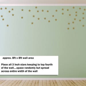 Gold Stars Wall Decals Set for Nursery Decor, Easy Peel and Stick Application, removable, matte metallic finish looks like paint WBSTRm image 5