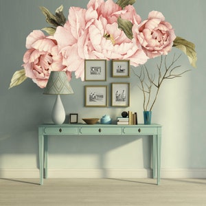 Pink Peony Wall Decal - Floral Wall Decals - Removable Peel and Stick Wallpaper Decals - Peonies – WB922