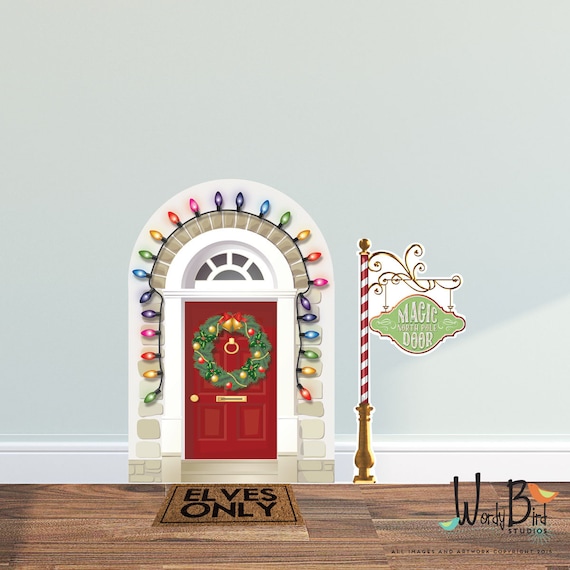 Christmas Elf Door Decal Elf Prop Wall Decal Set Reusable Etsy