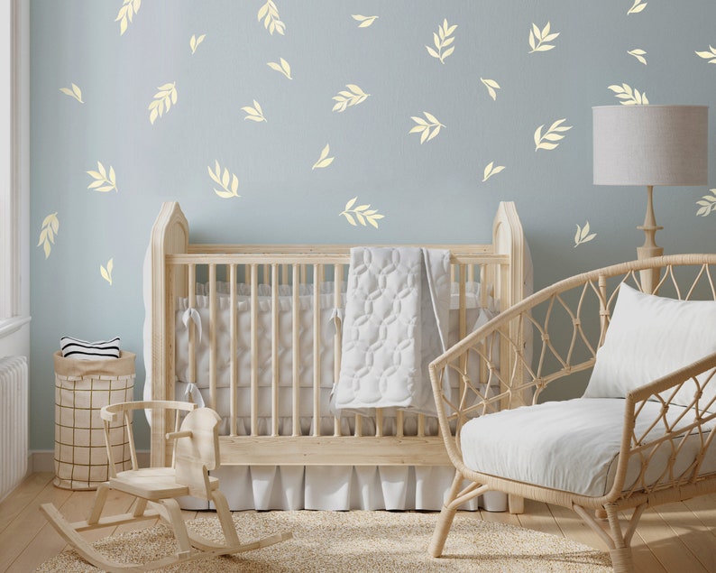 Leaf Wall Decals, Boho Nursery Decor Floral Wall Stickers, Great for Dorms, Classroom or Rentals, removable fabric wallpaper material WB012B image 7