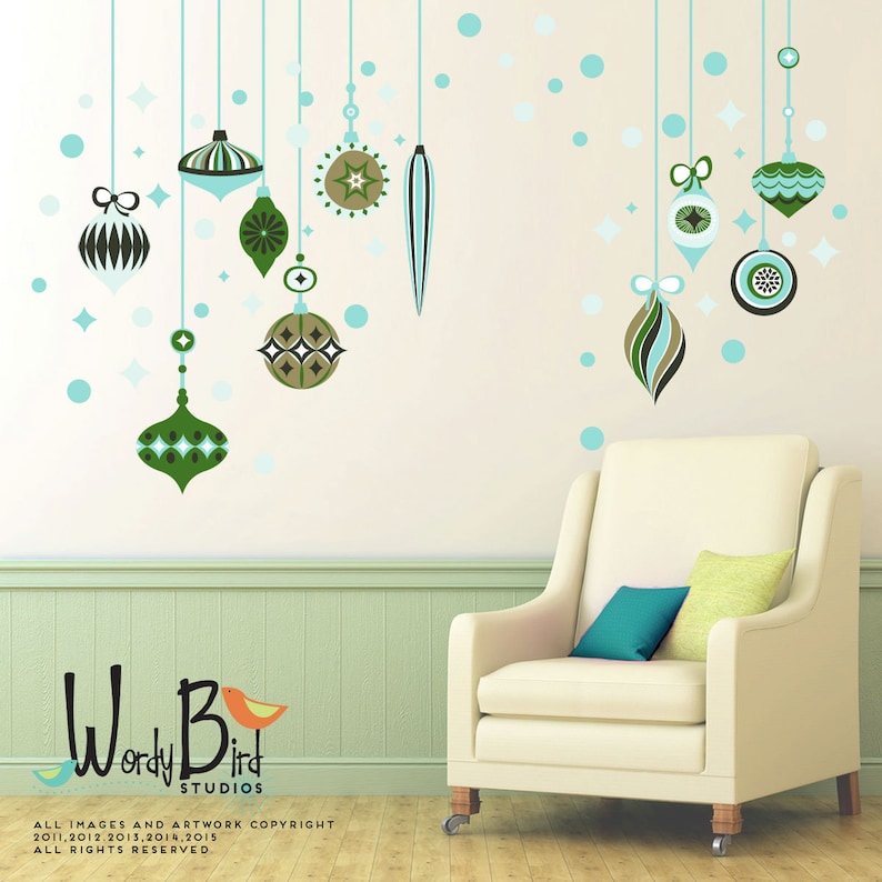 Retro Ornaments Christmas Wall Decals Reusable and Removable Etsy