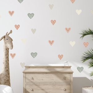 Removable Heart Wall Decals, Heart Wall Stickers for Boho Chic Nursery Decor, Easy Peel and Stick Application, Kids Play Room - WB049