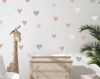 Removable Heart Wall Decals, Heart Wall Stickers for Boho Chic Nursery Decor, Easy Peel and Stick Application, Kids Play Room - WB049