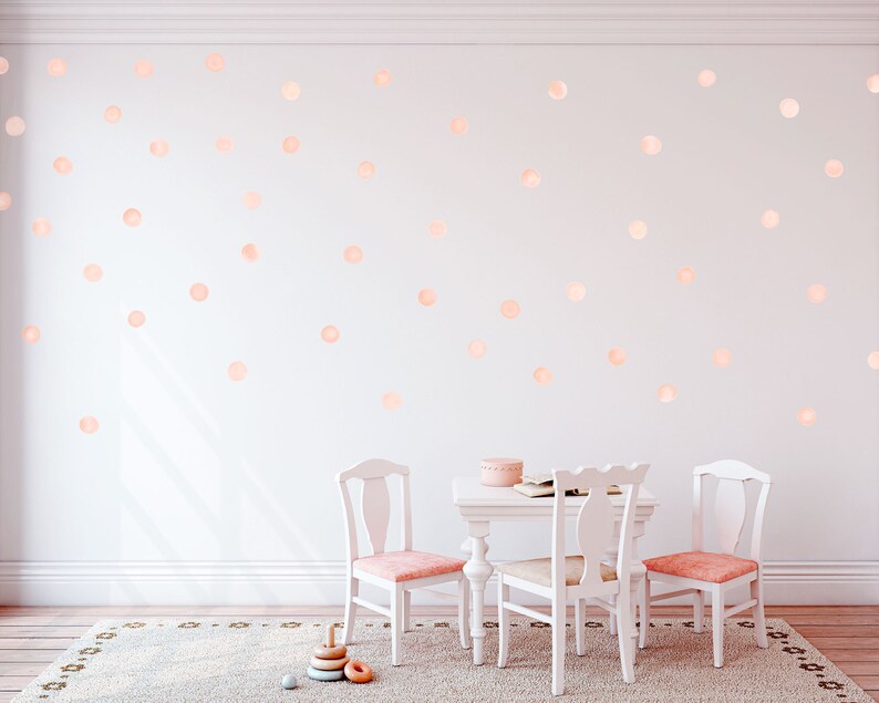 Blush Pink Watercolor Polka Dot Wall Decals Made From Peel and Etsy