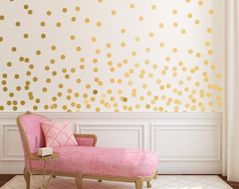 Gold Dot Wall Decals - Metallic Gold Polka Dots - Gold Wall Stickers - Peel and Stick Dots - WBDOTS