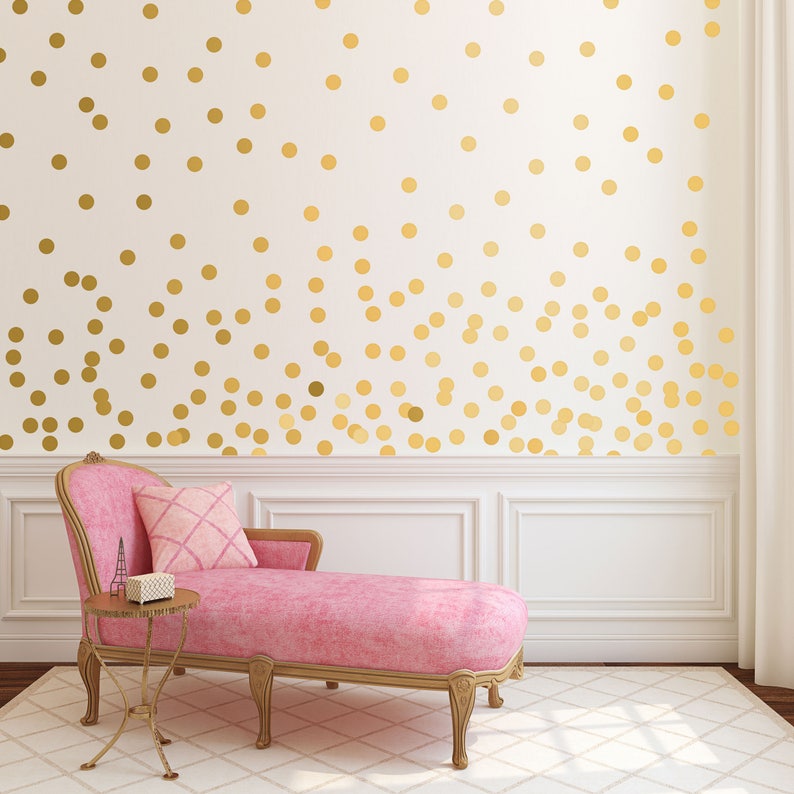 Gold Dot Wall Decals Metallic Gold Polka Dots Gold Wall Stickers Peel and Stick Dots WBDOTS image 1