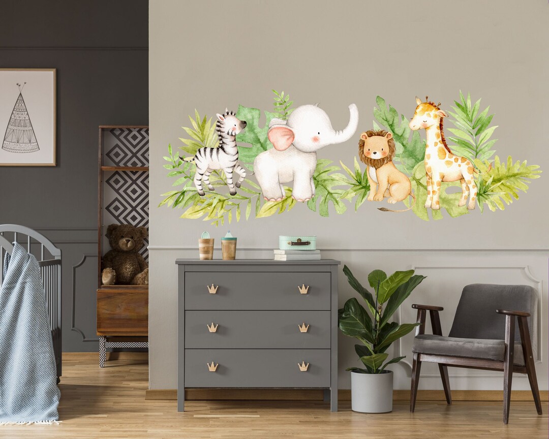 Jungle Animal Nursery Wall Decals Made From Fabric Peel and Stick ...
