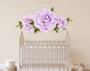 Floral Wall Decals For Nursery - Soft Lilac Colored Roses - Set of 3 Roses - Removable and Reusable - WB1016