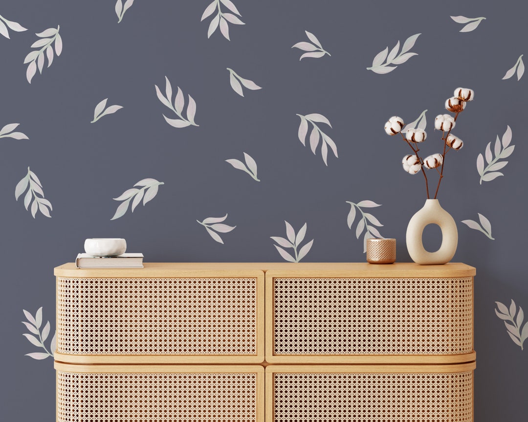 Leaf Wall Decals, Boho Nursery Decor Floral Wall Stickers, Great for