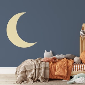 Large Crescent Moon Wall Decal - For nursery decor, Kids Room Wall Art, or classroom decor, Removable Wall Stickers, 4 sizes avl. - WB065