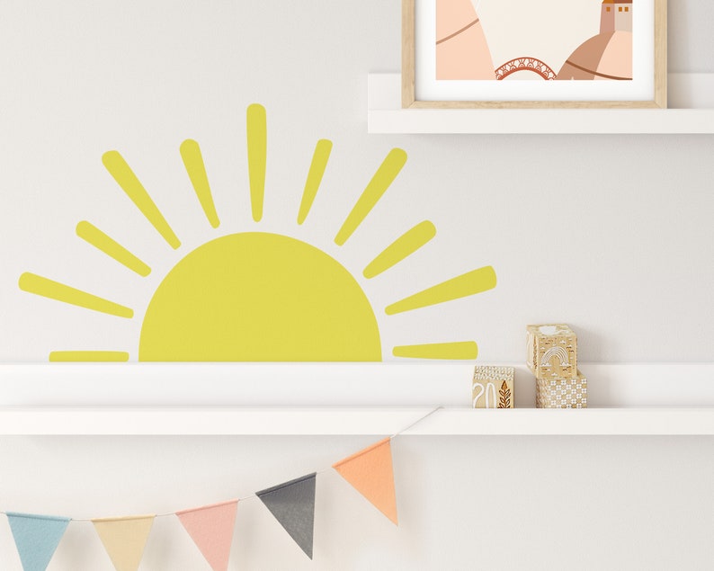 Large Half Sun Wall Decal Nursery Decor Kids Room Wall Art Etsy