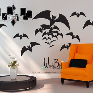 Halloween wall decals flying bat wall stickers party decorations Halloween decor WB710 image 3