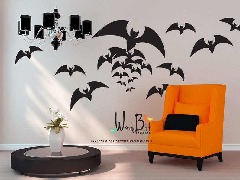 Halloween wall decals flying bat wall stickers party decorations Halloween decor WB710 image 3