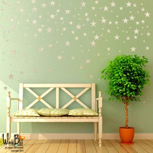 Silver Stars Wall Decals for Outer Space Nursery Decor - Silver Wall Stickers - Star Stickers for Walls -WBSTRm