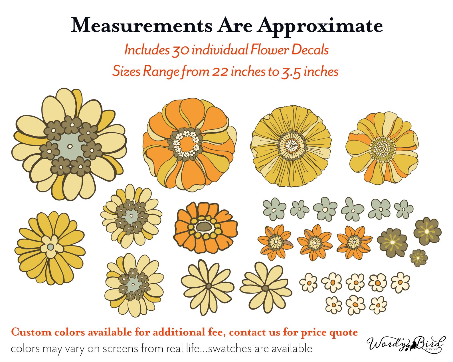 Large Daisy Wall Decals Boho Floral Nursery Decor Wall Art Etsy