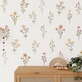 Flower Wall Decals, Boho Nursery Decor, Whimsical Wildflowers Baby Room, Daisy Wall Decal, Reusable and Removable Flower Wall Stickers WB078