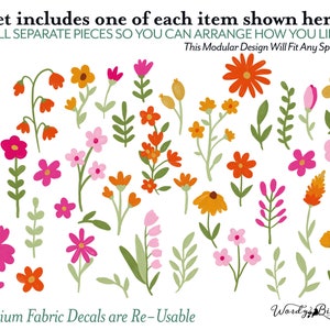 Wildflower Wall Decals, Nursery Decor, Watercolor Floral Wall Art, Daisy Wall Decal, Reusable and Removable Flower Wall Stickers WB077 Bild 2