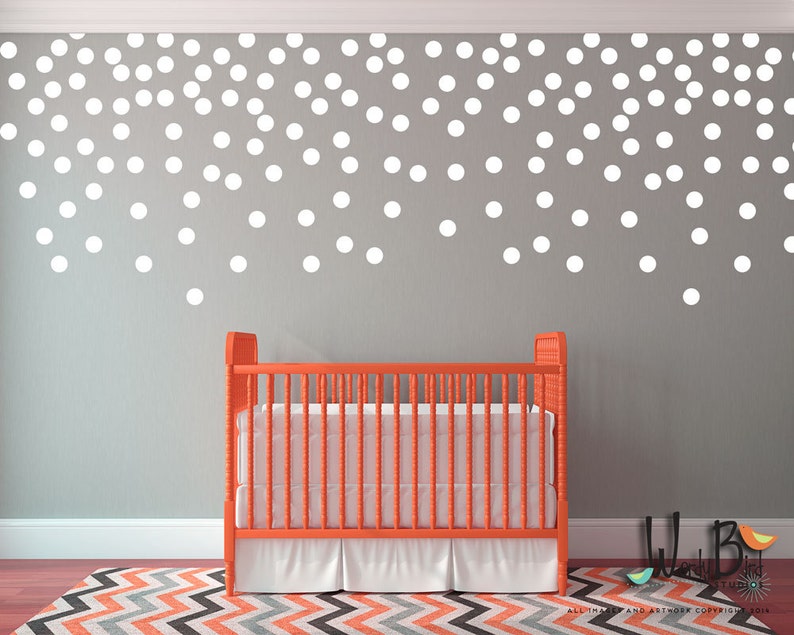Easy Polka Dot Wall Decals Wall Decor Stickers, great for dorms or rentals, lots of colors Peel and Stick Confetti Dots Decal WBDOTS image 5