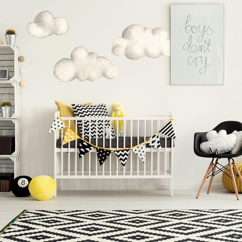 Cloud Wall Decals Nursery Peel and Stick Wall Stickers Set Etsy