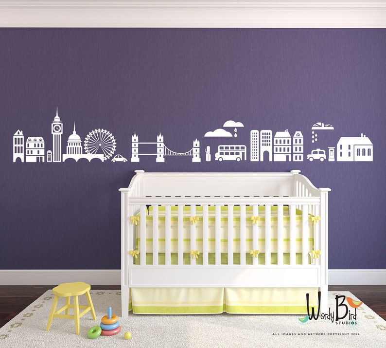 London Skyline Wall Decal Landmark Cityscape Dorm Decor Office Etsy