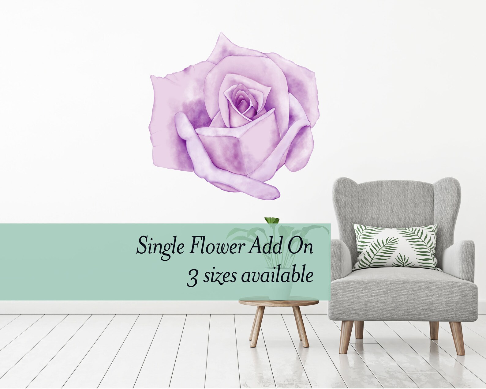 Single Purple Rose Wall Decal. Made From Removeable Wallpaper Etsy