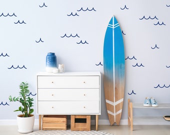 Ocean Waves Wall Decals, Summer House Decor, Beach Nursery Decal, Beach House Wall Decor, Ocean Wall Stickers, Dorm Decor - WB069